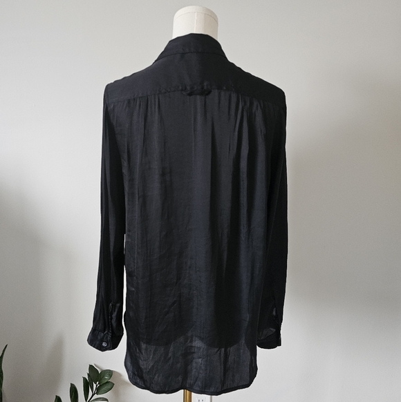 Banana Republic XS satin Black Button Down Shirt - Picture 2 of 5